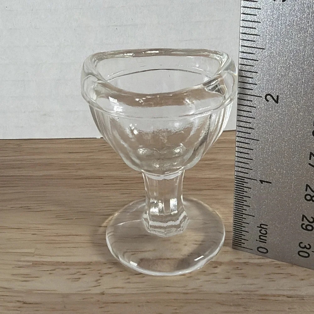 Eye Wash Cup Vintage Clear Glass Pedestal 8 Panel Marked G on Bottom